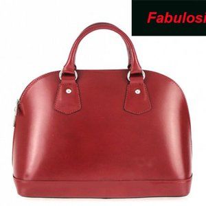 Adorable Red Bag  Italian Leather Satchel with Crossbody Strap  in Dark Red…